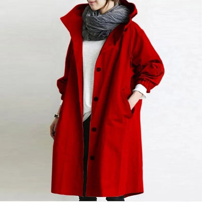 Women's autumn casual long windbreaker jacket