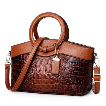 Women's crocodile pattern ring crossbody bag