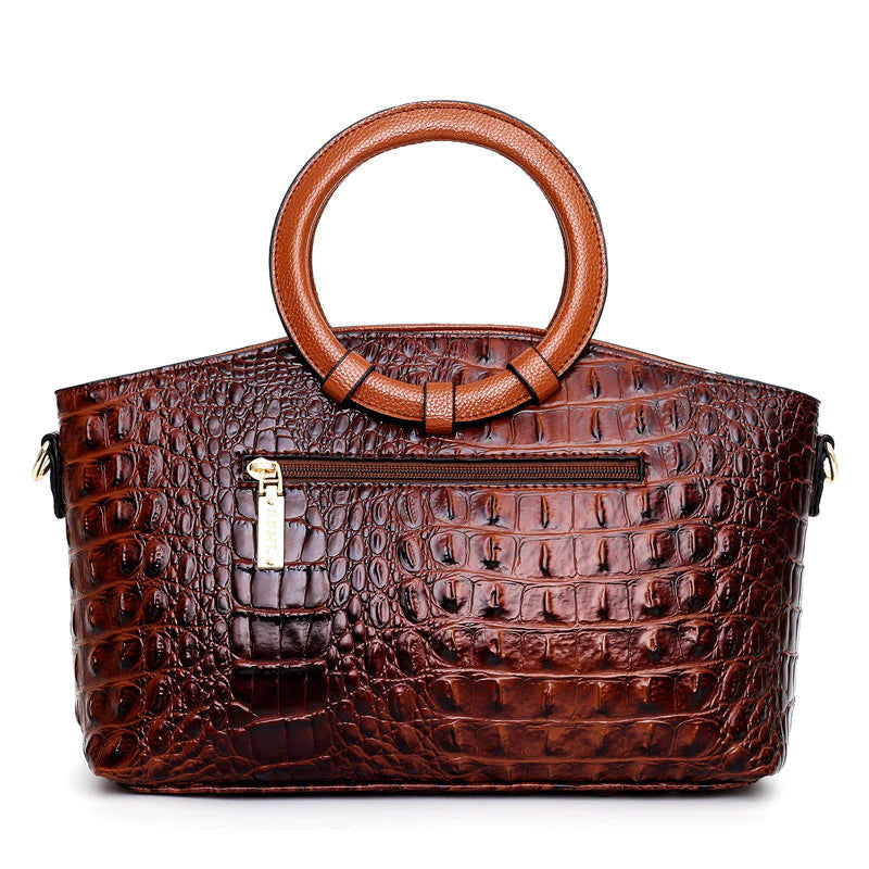 Women's crocodile pattern ring crossbody bag