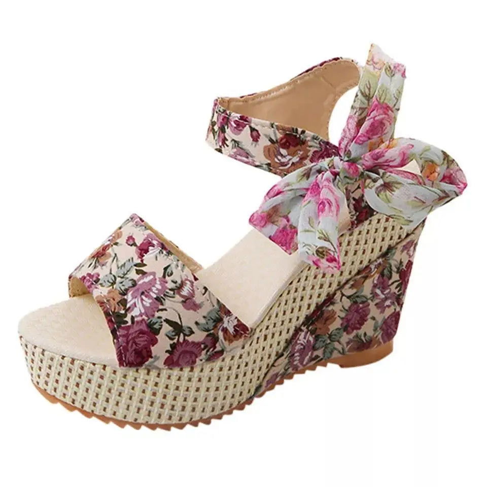 Lace-Up High-Heel Fishmouth Wedge Sandals
