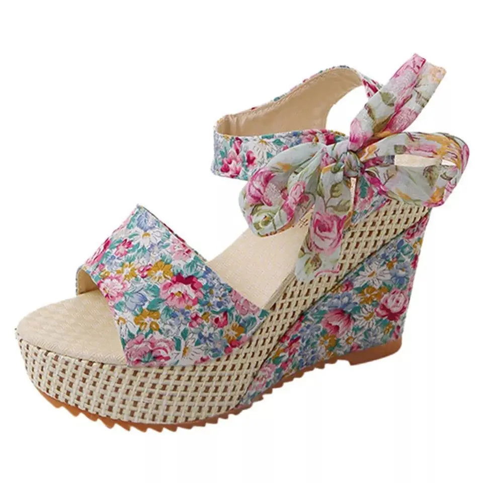 Aivee - fishmouth high-heel lace-up wedge sandals