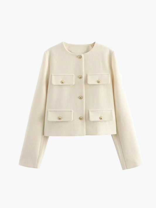Structured Fit Tweed Button-Front Jacket