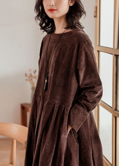 Women's Midi Dress - Long Sleeve Relaxed Fit - Gathered Waist Casual Wear