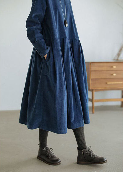 Women's Midi Dress - Long Sleeve Relaxed Fit - Gathered Waist Casual Wear