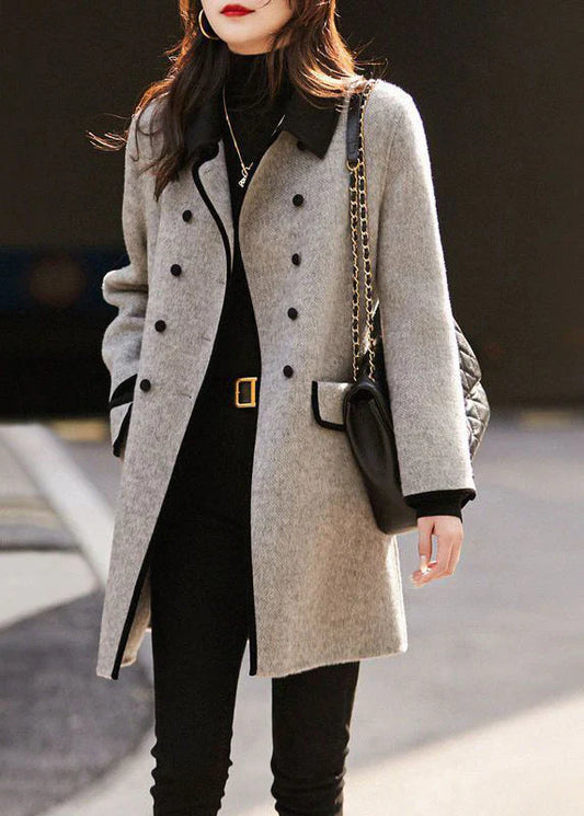 Relaxed Fit Double-Breasted Wool Coat 