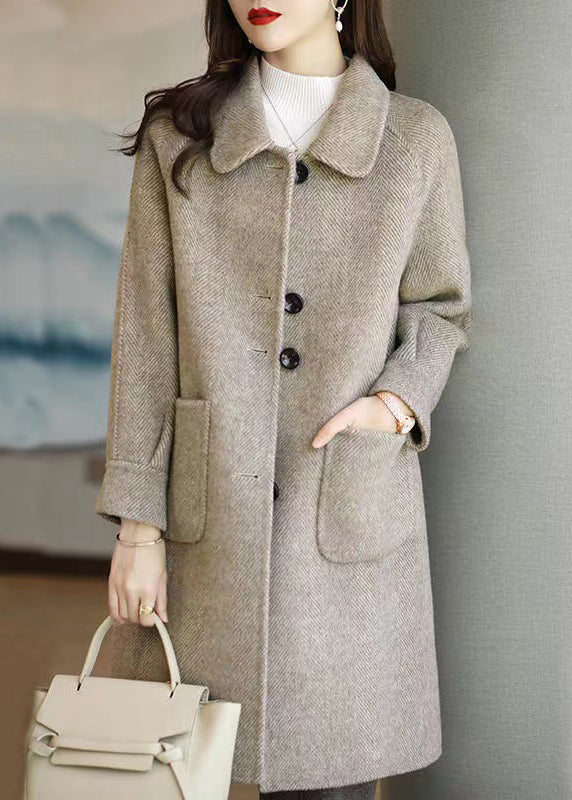 Women's slim fit thickened medium length woolen coat