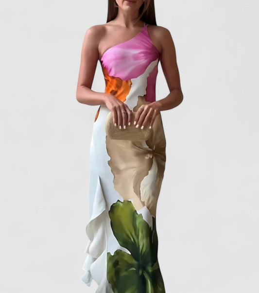 Luxury Fabric Patchwork Evening Dress 