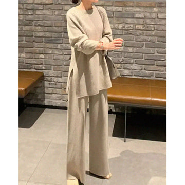 Women's cozy long sleeve top and pants knit set