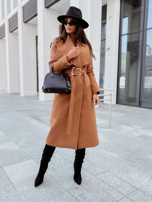 Belted Simple Lapel Trench Coat
