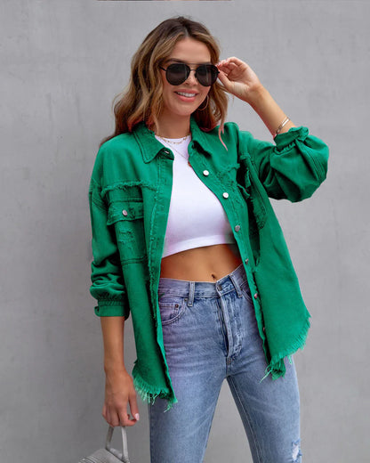 Women's torn denim jacket