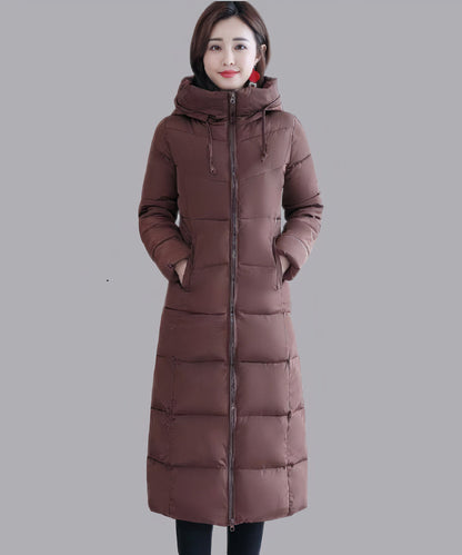Women's long winter cotton-padded jacket mid-length thick down coat