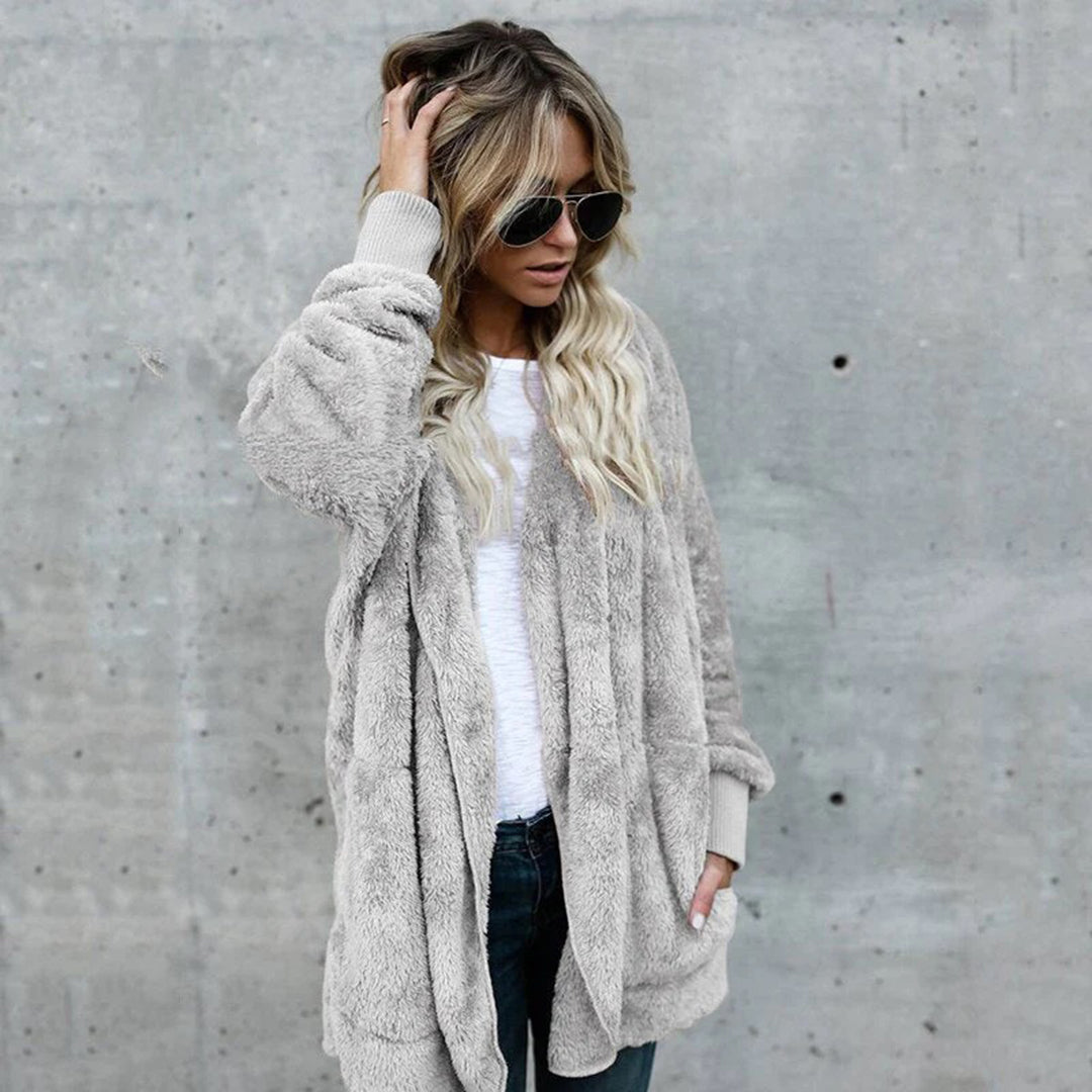 Women's autumn winter reversible fur coat mid-length warm top