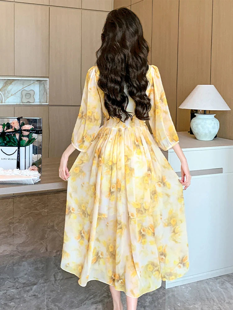 Flowy Lightweight Wrap V-Neck Maxi Dress