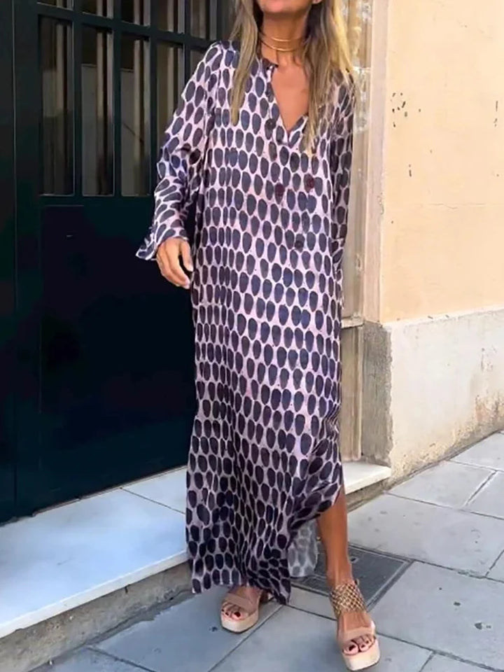 Geometric Pattern Flowing Wide-Leg Jumpsuit