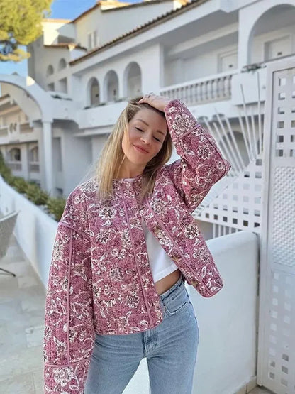 Women’s floral pattern cotton cardigan jacket