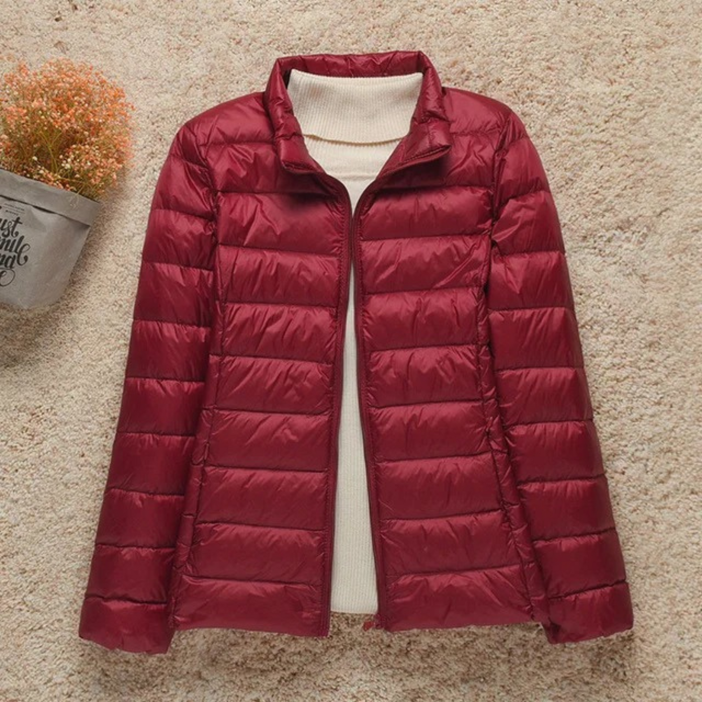 Women's stand collar hooded jacket