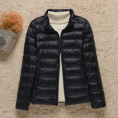 Women's stand collar hooded jacket