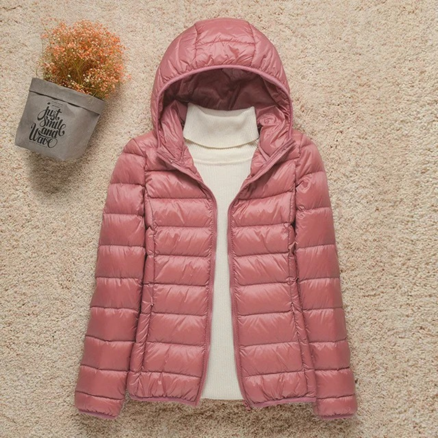 Women's stand collar hooded jacket