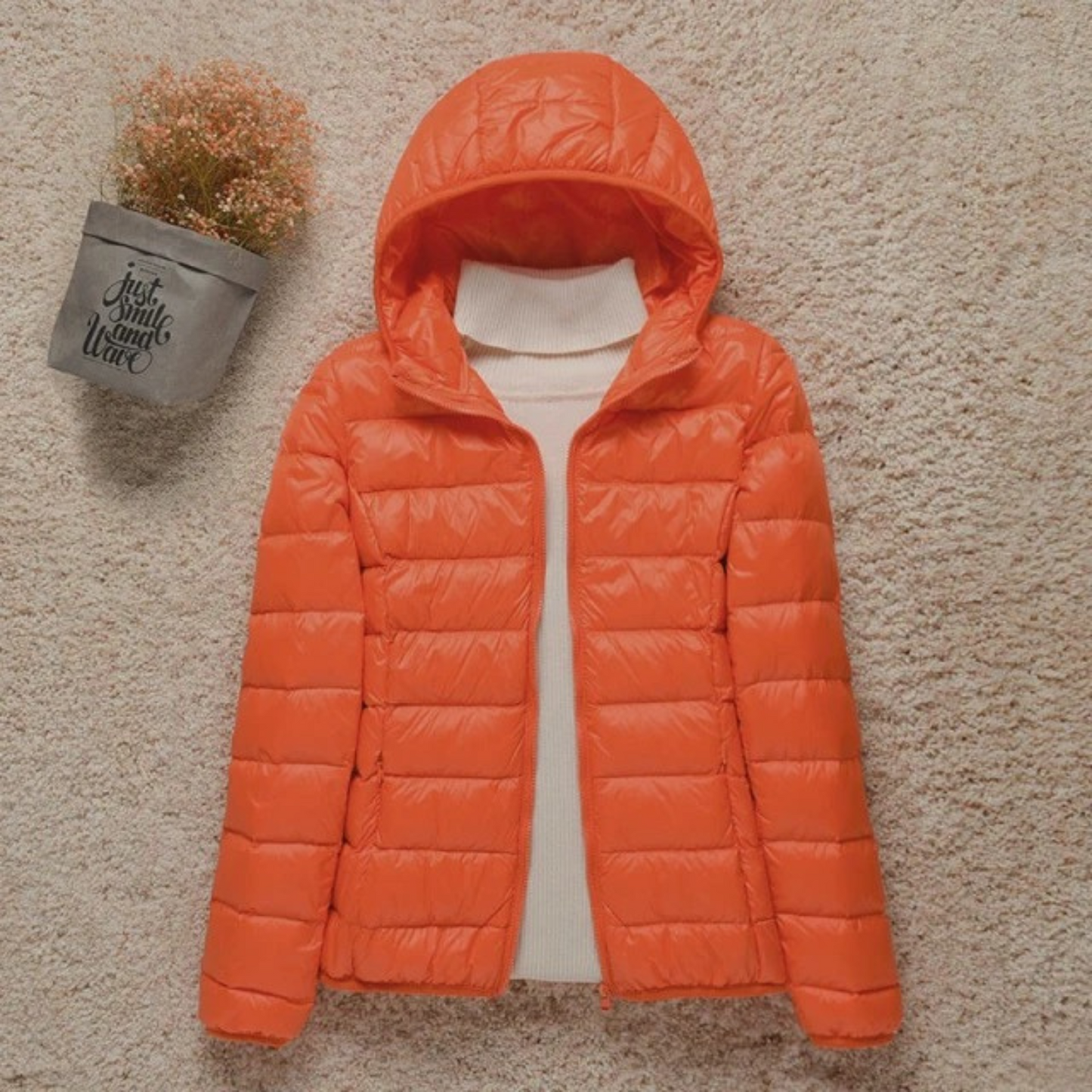 Women's stand collar hooded jacket