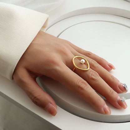 Sienna Open Circle Ring | Pearl Accent Open Circle Ring