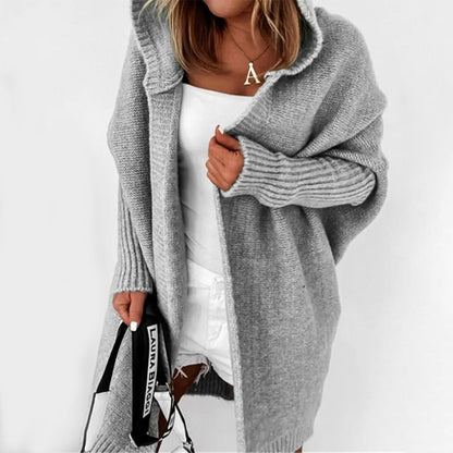 Women's autumn/winter hooded loose knitted cardigan