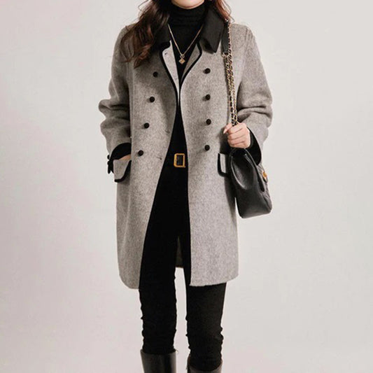Double-Faced Tweed Contrast Lapel Coat