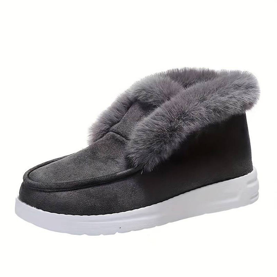 Women's winter flat cake thick-soled velvet slip-on snow boots