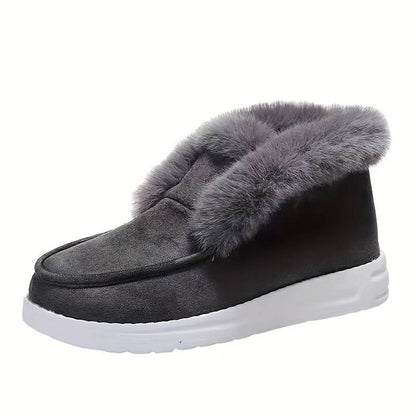 Women's winter flat cake thick-soled velvet slip-on snow boots