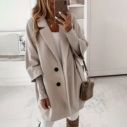 Two-Button Closure Three-Quarter Sleeve Coat