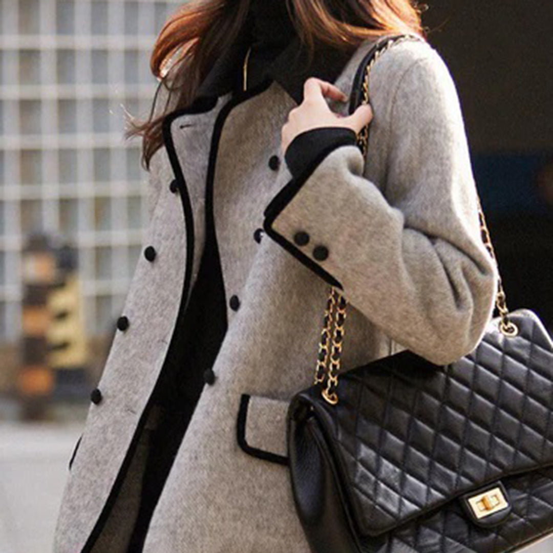 Double-Faced Tweed Contrast Lapel Coat
