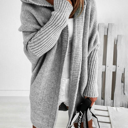 Women's autumn/winter hooded loose knitted cardigan