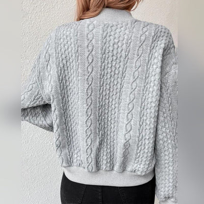 Women's loose jacquard stand collar single breasted jacket