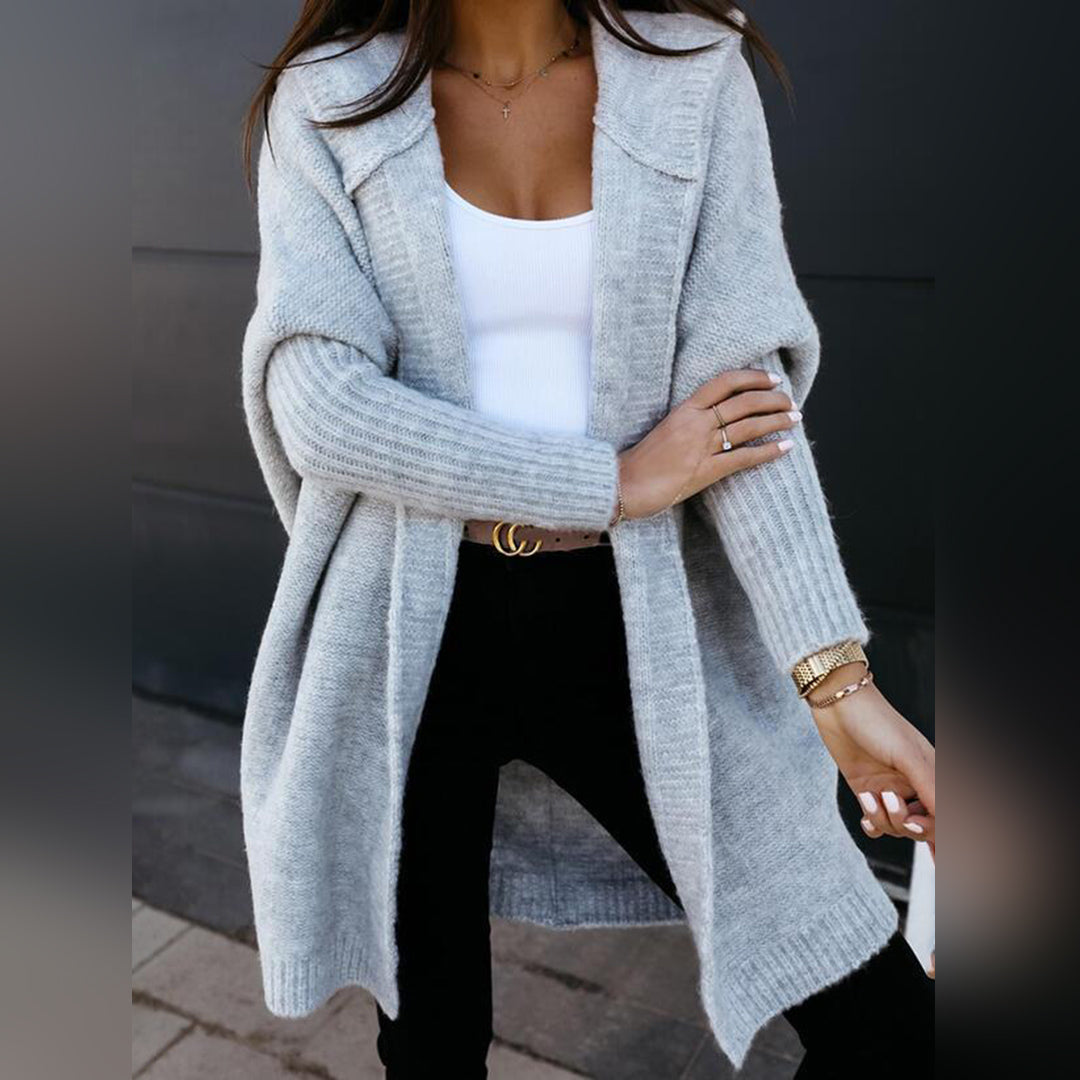 Women's autumn/winter hooded loose knitted cardigan