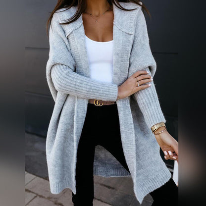 Women's autumn/winter hooded loose knitted cardigan
