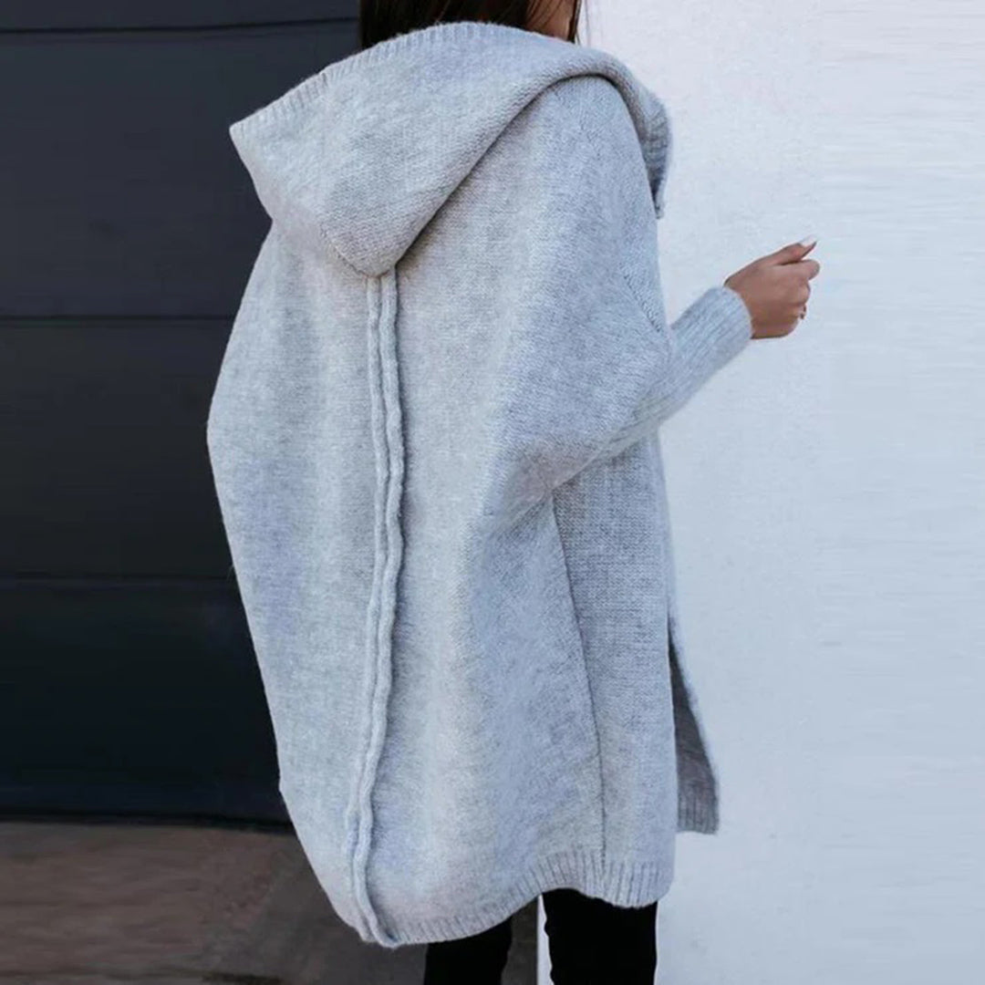 Women's autumn/winter hooded loose knitted cardigan