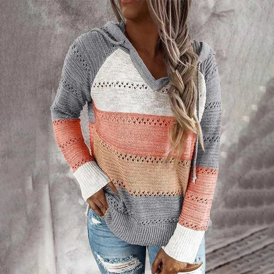 Relaxed Cotton Knit V-Neck Pullover Top 