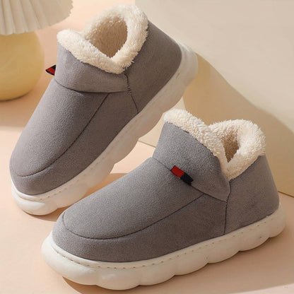 Women’s Slip-On Indoor Shoes - Faux Fur Lined - Suede-Like Upper - Cushioned Sole
