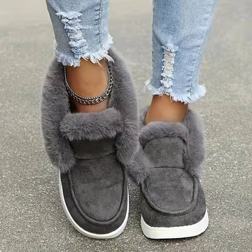 Women's winter flat cake thick-soled velvet slip-on snow boots