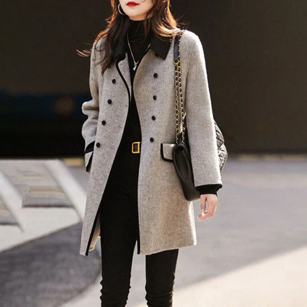 Double-Faced Tweed Contrast Lapel Coat