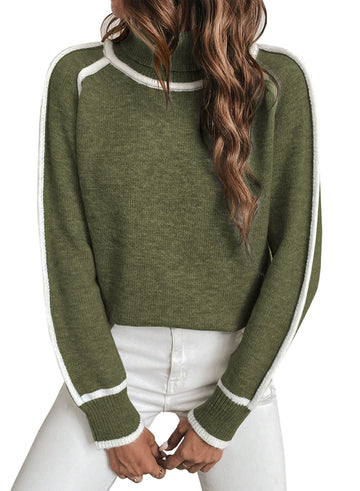 Women's casual high-neck pullover sweater