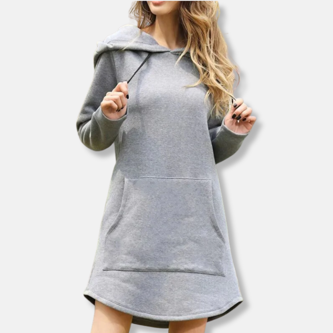 Relaxed Cotton Blend Hoodie Dress 