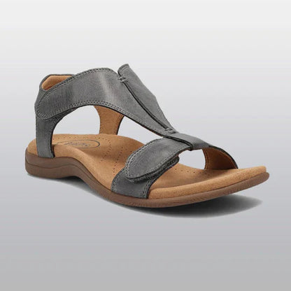 Women's Flat Sandals - Open Toe T-Strap - Cushioned Footbed - Adjustable Fit