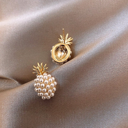 Tropical pineapple pearl earrings
