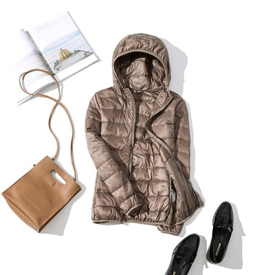 Women ultra light winter down jacket