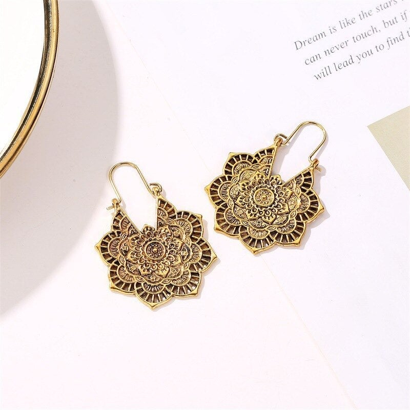 Lotus mandala earrings