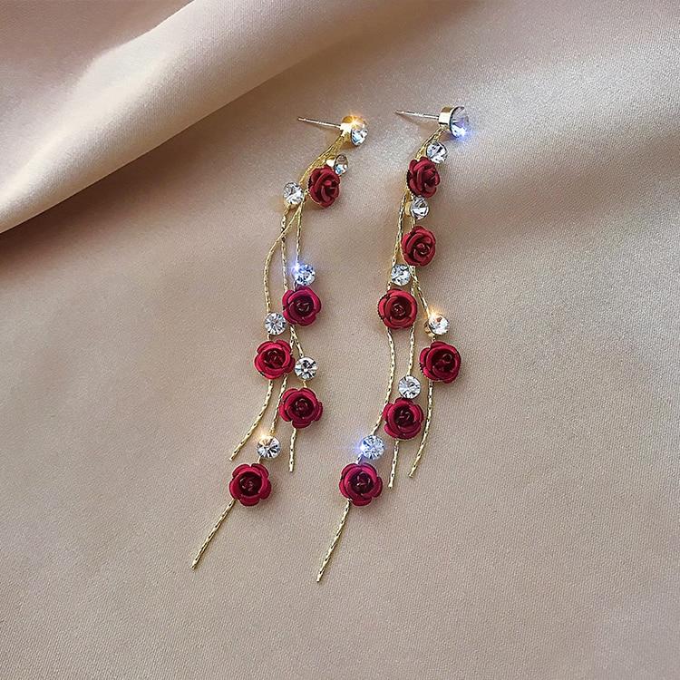 Handmade rose cascade earrings