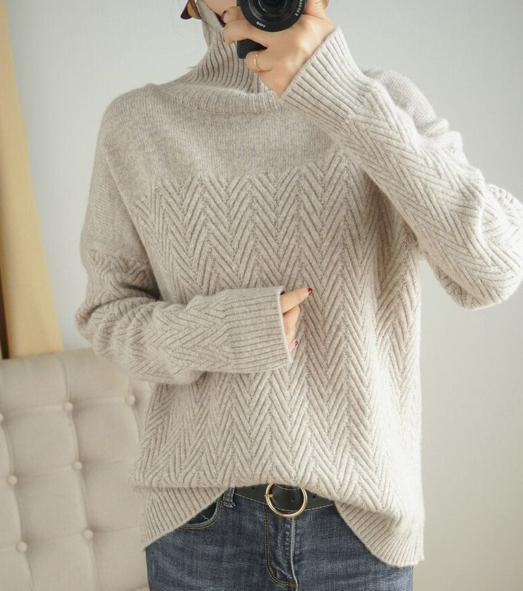 Women's high neck long sleeve sweater