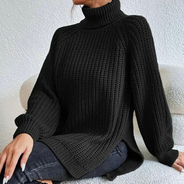 Women's elegant cotton turtleneck sweater