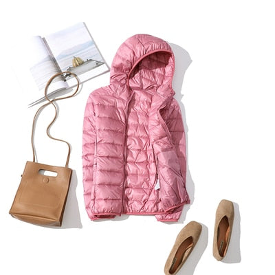 Women ultra light winter down jacket