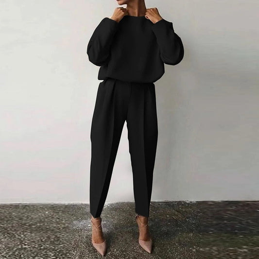 Relaxed Fit Balloon Sleeve 2-Piece Suit Set 